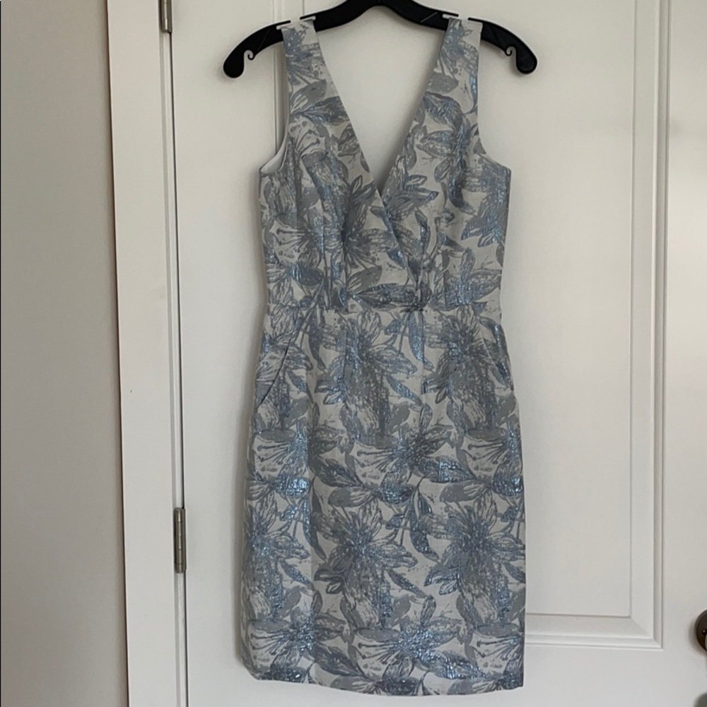 BCBG Maxazria Blue White Jacquard Mini Dress